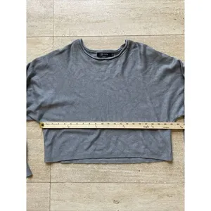 TECREW Mid Drift Cropped Pullover Knit Sweatshirt Gray Size L‎ Batwing thumbnail 4