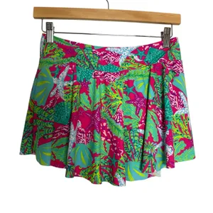 Stella Parker Pink Green Starfish Print 2 Piece Halter Swim Skirt Bikini Set M thumbnail 9
