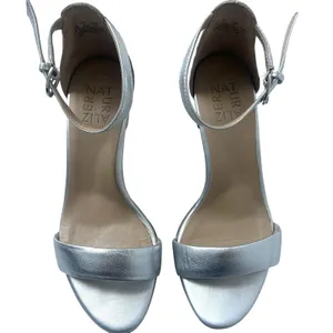 Naturalizer Vera Silver Leather Block Heel Sandals Sz 6 Gala Wedding Guest Comfy thumbnail 4