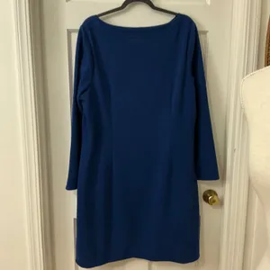 Boden Ellen Ottoman Dress 16 Blue Shift Textured Career Chic Classic Minimalist thumbnail 4