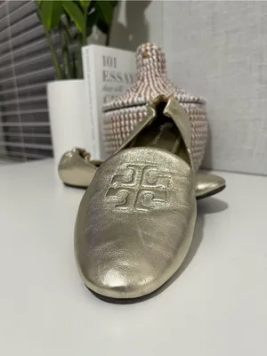TORY BURCH gold smoking loafers metallic leather loafer shoes work career logo 7 thumbnail 8