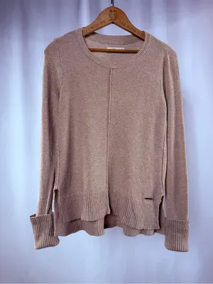 Abercrombie & Fitch Waffle-Knit Long Sleeve Sweater in Light Brown Size Small thumbnail 1