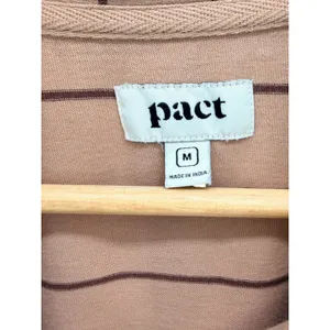 PACT Organic Cotton Striped Polo T-Shirt Pocket Mini Dress Preppy Casual M thumbnail 3