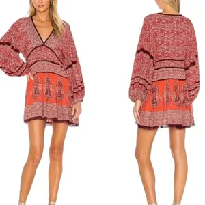 Free People Women's Revolve Luna Scarf Printed Boho Dress Small NWT v6x thumbnail 2