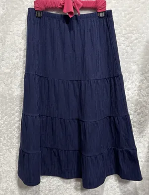 Chelsea & Theodore Skirt Womens M Tiered Purplish Blue Midi Cottage Prairie Core thumbnail 2