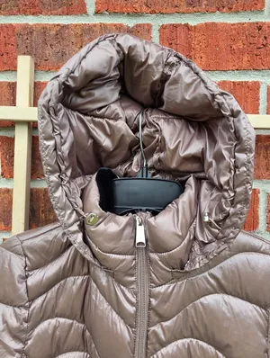 Andrew Marc Packable Lightweight Premium Down Puffer Coat Long Midi XS Bronze thumbnail 10