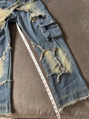 Women’s Streetwear Y2K Blue Denim Jeans Star Design Baggy Wide Leg Size 28 NEW thumbnail 3