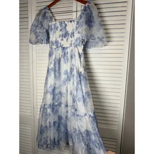 Abercrombie & Fitch The A&F Emerson Angel Sleeve Midi Dress Size XS NWT Blue thumbnail 4