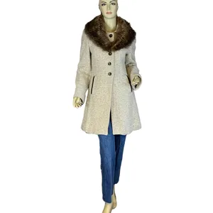 Vintage Circa 1980'S J. Marco Beige & Brown Wool & Fox Fur Collar Coat (S) thumbnail 3