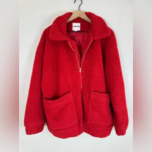 I. Am. Gia Pixie Oversized Teddy Coat Red size Medium Revolve $110 thumbnail 6