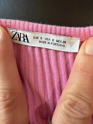 ZARA Pink Stretch Ribbed Crop Top Cap Sleeve V Neck Size Small thumbnail 5