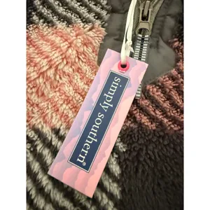Simply Southern Buffalo Plaid Sherpa Fleece Quarter Zip Pullover Pink Small NWT thumbnail 6