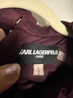 Karl Lagerfeld Dark Plum Purple High Neck Sleeveless Blouse Size Large thumbnail 3