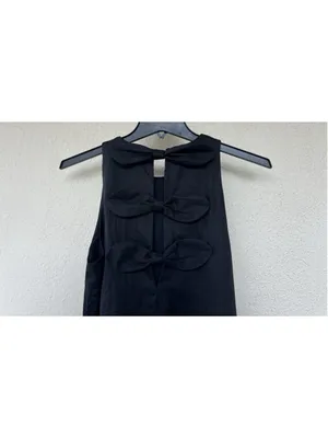 Tuckernuck Black Linen Portia Dress Bow Back Breathable Classic Elegant Coastal thumbnail 7