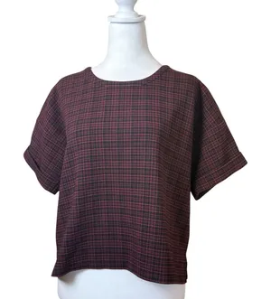 Madewell Red Black Plaid Boxy Top Medium Cuffed Sleeves Heritage‎ Twee Academia thumbnail 1