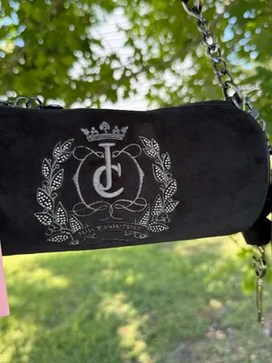 Juicy Couture Black Velour Shoulder Bag Coin Purse Key Charm NWT Y2K Rare New thumbnail 3