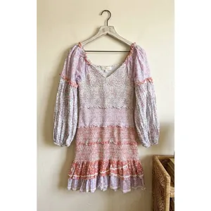 LoveShackFancy Ensley Smocked Embroidered Floral Printed Mini Dress S Fairycore thumbnail 2