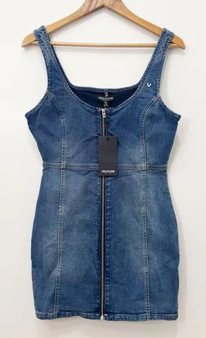 True Religion Women’s Full Zip Sleeveless Denim Dress Size Small thumbnail 1