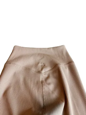 Beyond Yoga Two Piece Workout Set Tan Ribbed Leggings Sports Bra Small Women's thumbnail 9