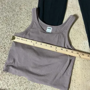 Y2K Victoria's Secret‎ PINK Ribbed Crop Tank and Sequin Foldover Leggings Set S thumbnail 5