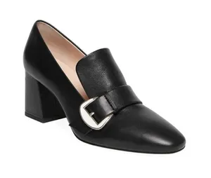 Kate Spade • Alia Buckle Leather Mule Loafers black block heel pump chunky thumbnail 1