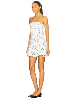 Zemeta Moonlight Polka Bloom Dress in White XSmall New Womens Mini Strapless thumbnail 3