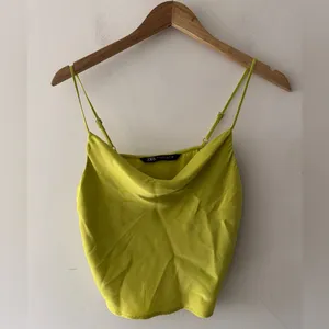 Zara Satin Lime‎ Green Cowl Neck Going Out Top thumbnail 2