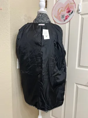 JustFab Black & White Marled Textured Asymmetrical Zip Coat 2X NWT thumbnail 6