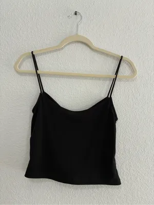 Zara Black Ruched Spaghetti-Strap Cami thumbnail 3