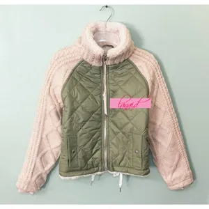 Free People Blank NYC Going Public Jacket Warm Puffer Chunky Cable Sweater Knit thumbnail 5