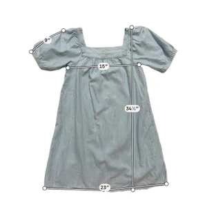 Old Navy Chambray Dress Womens S Light Blue Excellent Puff Sleeve Square Neck thumbnail 2