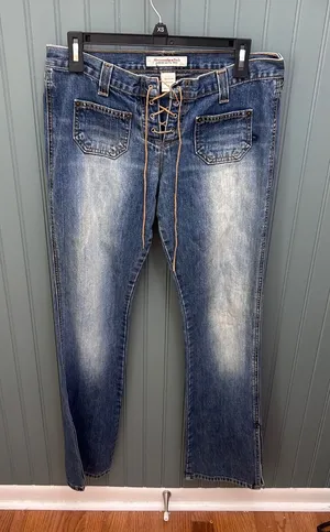 Abercrombie & Fitch Vintage Y2K Lace Up Front Low Rise Jeans Made in USA 4 thumbnail 1