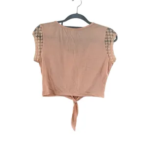 Women's Free People Peach Lace Sleeve Tie-Front Crop Top S thumbnail 3