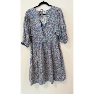 Anthropologie Mirth Caftan Perth mini dress in the Blueberry Print Medium 3031 thumbnail 9