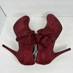 Call it Spring Womens size 9 Vegan Suede Heel Booties Ruffle Shoes Red 4 inch thumbnail 11