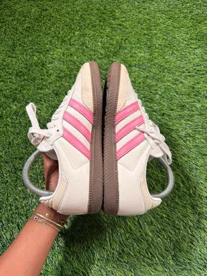 Adidas Samba OG Womens 6 Cream White Pink Stripes Brown Gum Sole Sneakers thumbnail 7