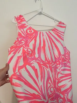LILLY PULITZER Callie Shift Dress Pink Sun Ray Shimmy Shimmy Neon Seashell Large thumbnail 7