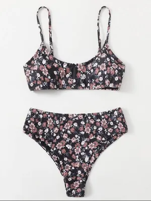Floral Bikini Black Size XS thumbnail 1