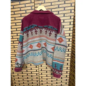 Umgee Burgundy Boho Aztec Print Cropped‎ Jacket Size 1X thumbnail 2