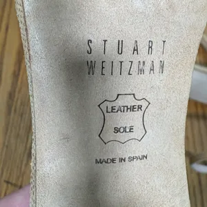 Stuart‎ Weitzman Nude Tan Textured Leather Stiletto Sandals Heels size 9 thumbnail 7