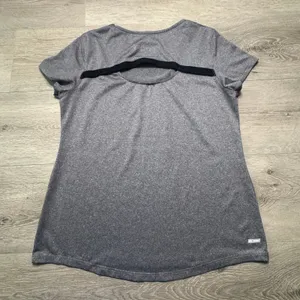 Danskin Now Womens Grey Heather Dri-More Activewear‎ Top Back Cutout Large 12-14 thumbnail 2