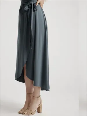 Quince Tencel Jersey Midi Wrap Dress Dark Olive Green Size L thumbnail 4