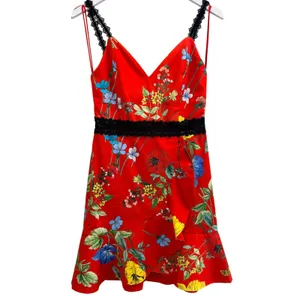 Alice + Olivia Kirby Seine Garden Mini Dress Size 0 Ruffled Floral-Print Lace thumbnail 3