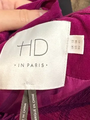 Anthropologie HD in Paris magenta corduroy Paca Halter Dress thumbnail 6