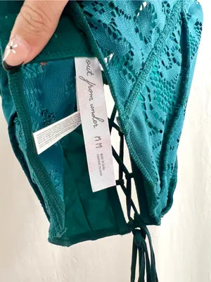 Urban Outfitters Teal Lace-Up Crop Top thumbnail 3