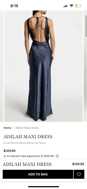 New Showpo Adilah Maxi Dress Cowl Neck Satin Dress In Navy Size Small MSRP $129 thumbnail 2