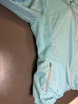 Danskin Now Jacket Womens Medium Blue Fish Hooded Lightweight Windbreaker Mesh thumbnail 4