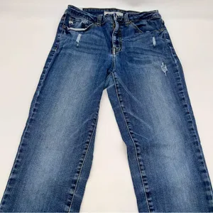 KanCan Estilo Style Women's Medium Wash Straight Leg Ankle Length Distress Jeans thumbnail 9