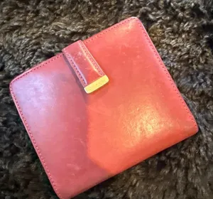 COACH red leather bifold wallet thumbnail 1