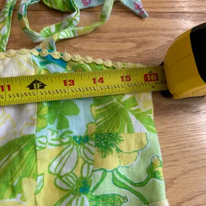 Lilly Pulitzer Patchwork Linen‎ Dress Size 4 Green Yellow Floral Tie Strap Lace thumbnail 7